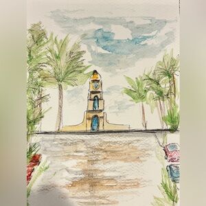 Hand painted worth ave palm beach watercolor art decor